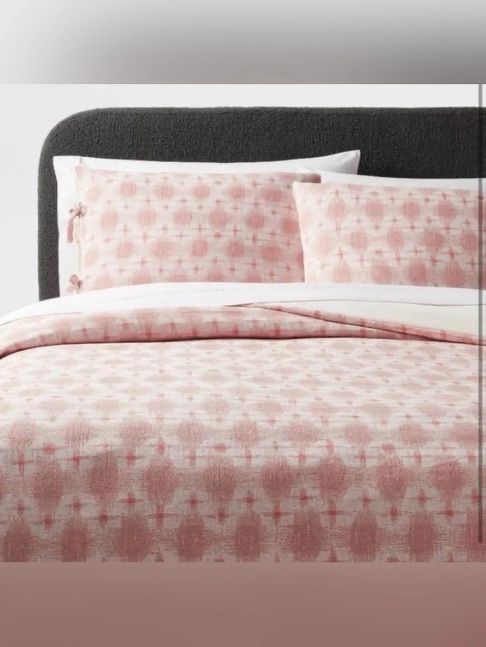 Full/Queen Yarn Dye Ilat Duvet Cover and Sham set Ivory/Mauve 100% Cotton